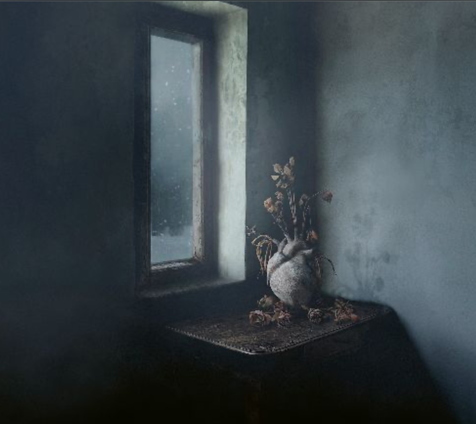 Holisstik — The Endless Solitude cover art showing a dim room with a window and dried flowers in a stone vessel
