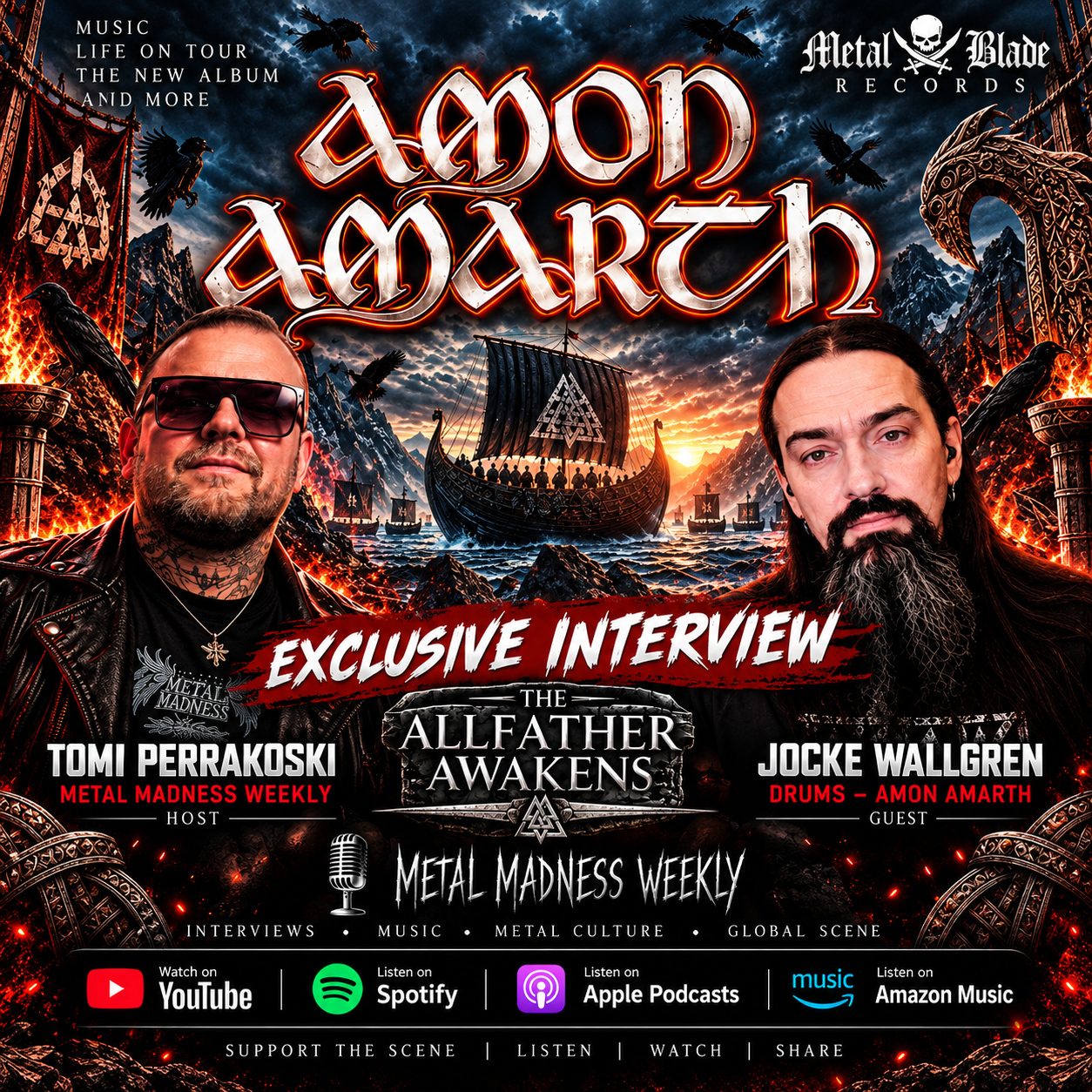 Amon Amarth drummer Jocke Wallgren — exclusive interview with Tomi Perrakoski on Metal Madness Weekly