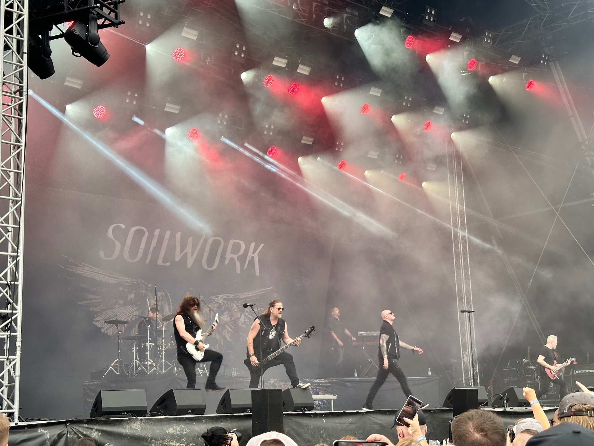 Soilwork performing on the Tuska main stage on Day 3 of Tuska Festival 2026 in Helsinki