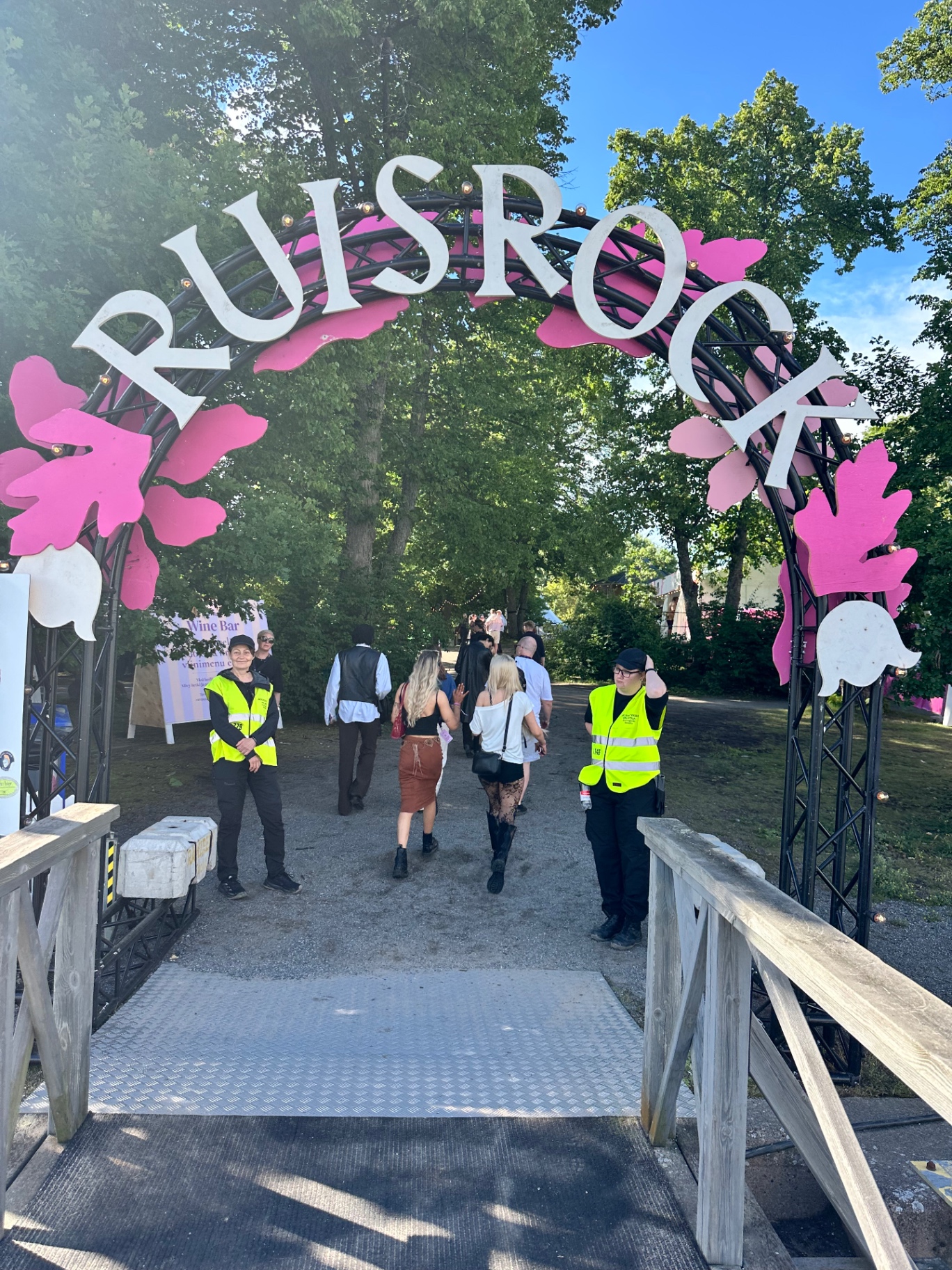 Ruisrock 2026 entrance arch at Ruissalo, Turku