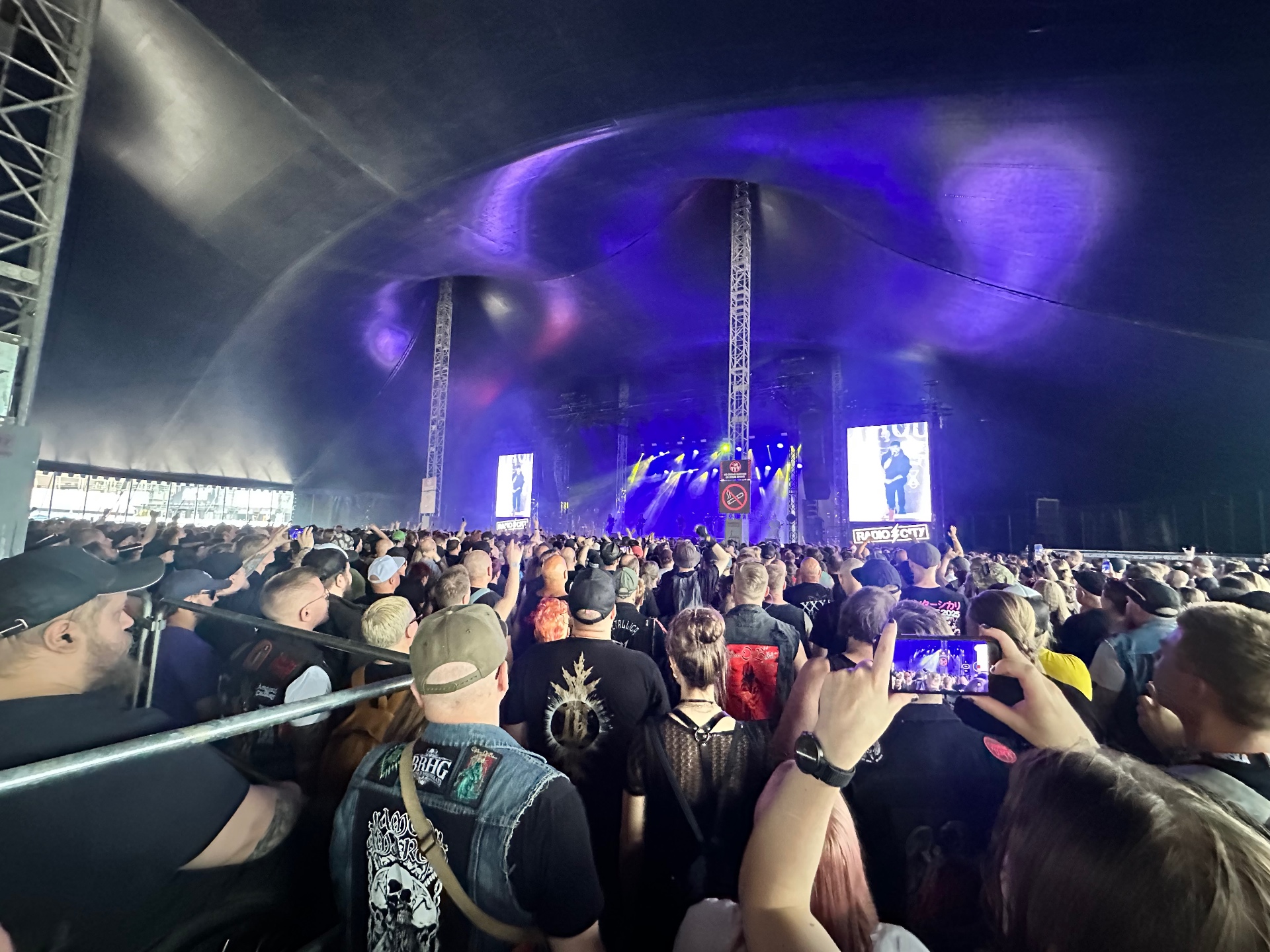 Bloodred Hourglass (BRHG) performing under the Tuska tent stage at Tuska Festival 2026